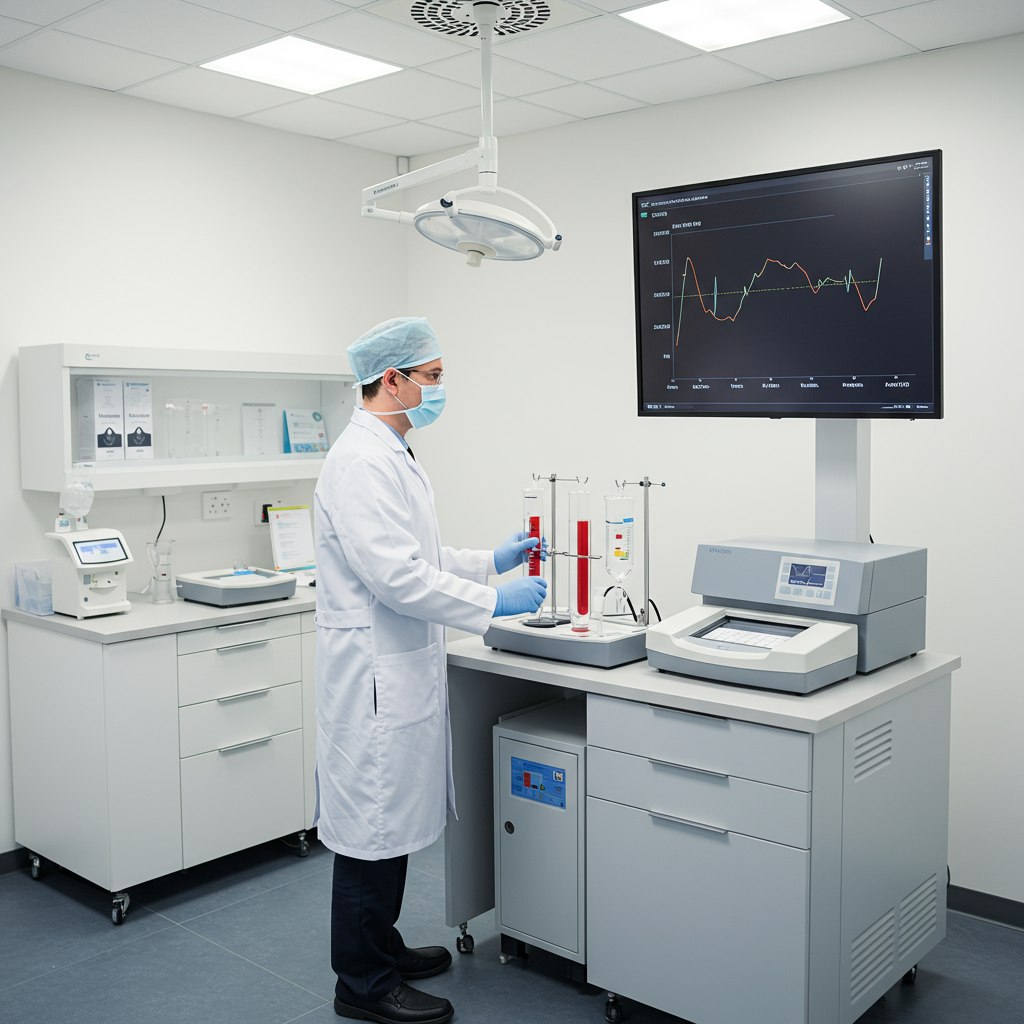 Técnico de laboratorio realizando examen de Tiempo de Tromboplastina Parcial Activado (TTPA) para evaluar coagulación sanguínea con equipo especializado.